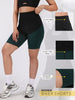 Women High-Waist Biker Shorts Green Black