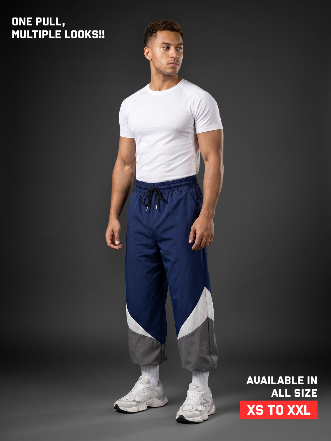Arc Pant - Men's  Colorblock Wide-Leg Track Pants Navy Grey