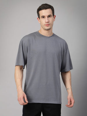 Men Oversized Cotton Solid Round Neck Tshirts