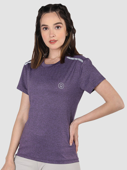 Women's Half Sleeve Regular Fit Gym T-Shirt Purple