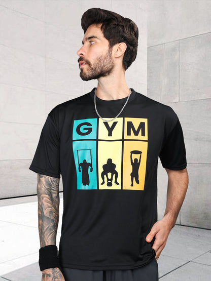 Men's Round Neck Gym Sports T-Shirt Black