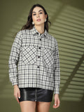 Women Winter Wear Check Shacket | CHKOKKO