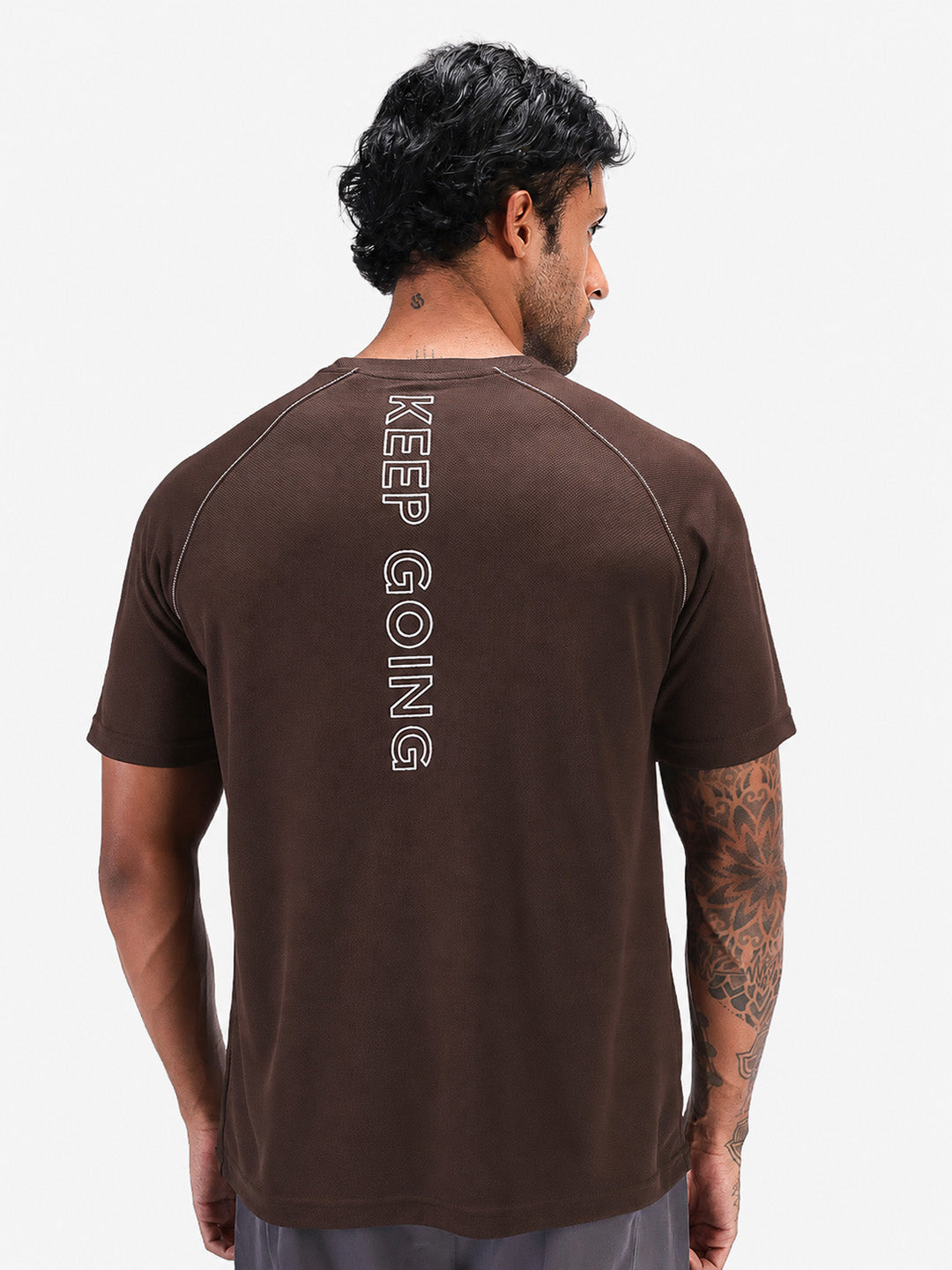 Men's Half Sleeves Quick Dry Sports T-shirt Brown