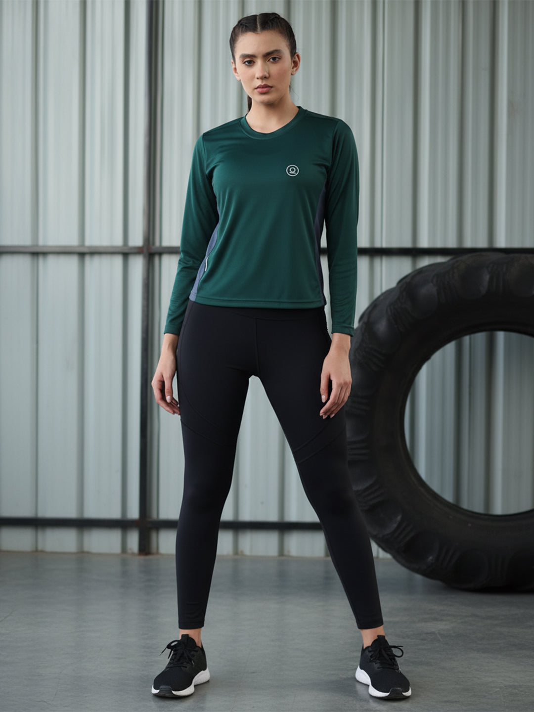 Women's Full Sleeves Gym Sports T-Shirt Dark Green