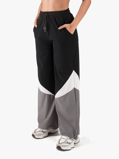 Women Stylish Colorblock Relaxed Fit Sports Track Pants