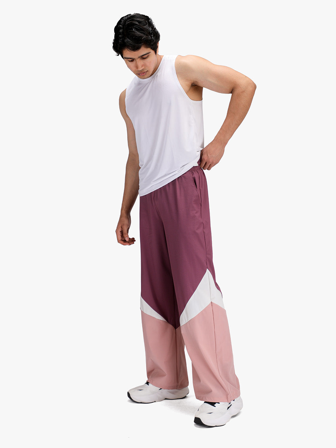 Arc Pant - Men's  Colorblock Wide-Leg Track Pants Onion White