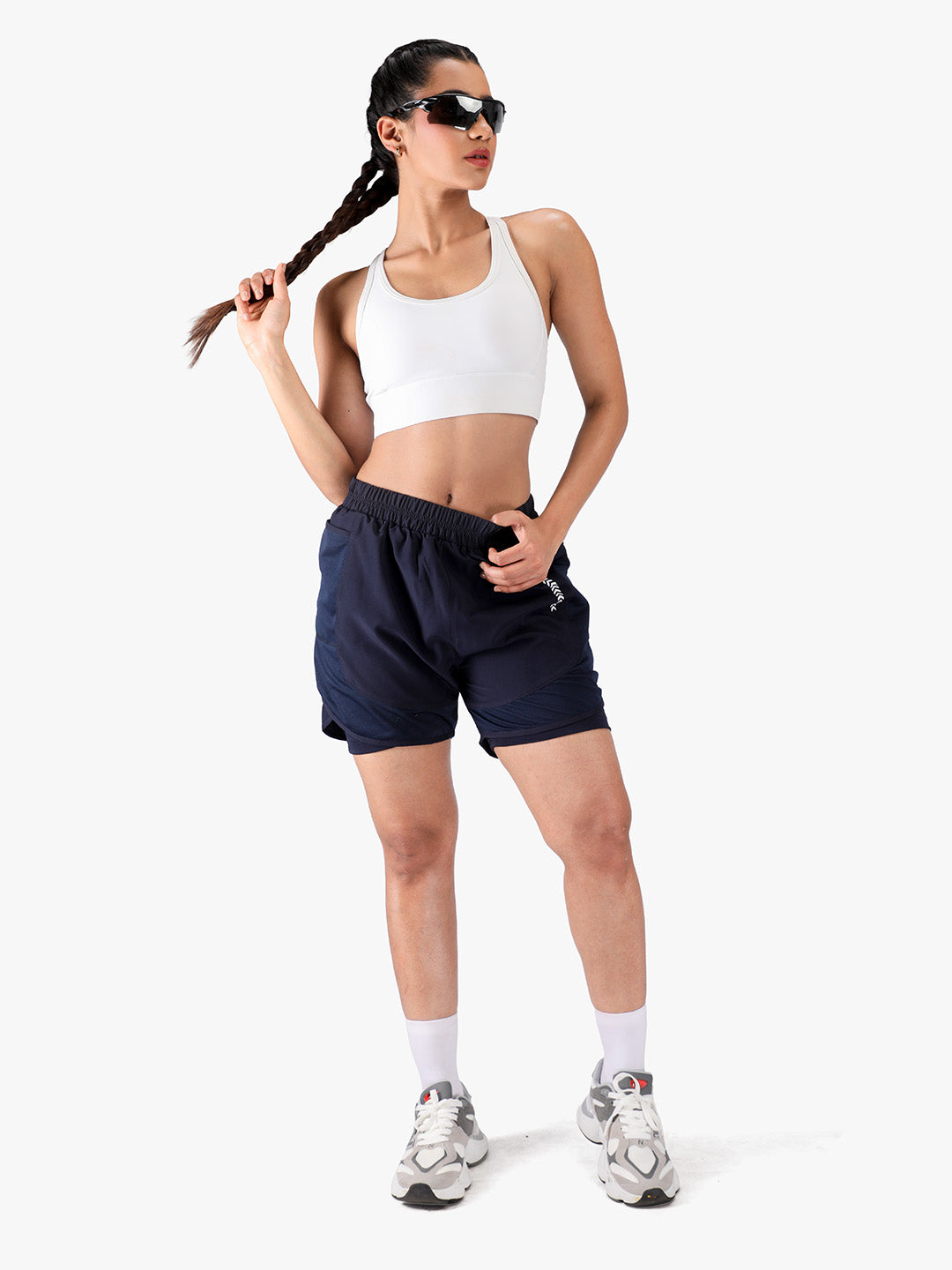 Women’s Double Layer Sports Running Shorts Navy