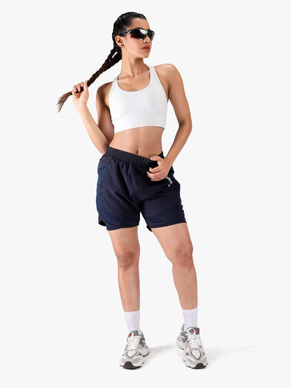 Women’s Double Layer Sports Running Shorts Navy