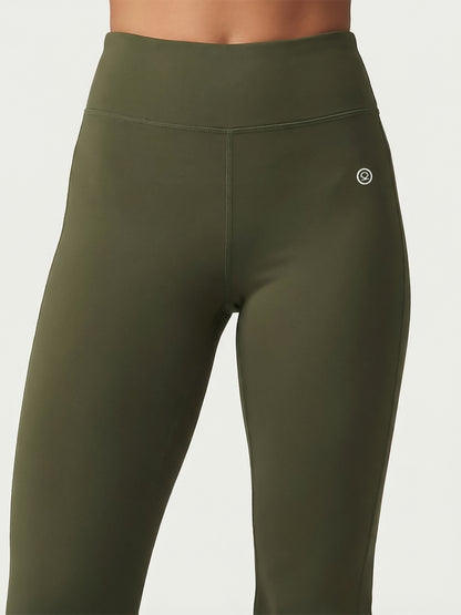 Women's High Waist Solid Flared Pants Olive