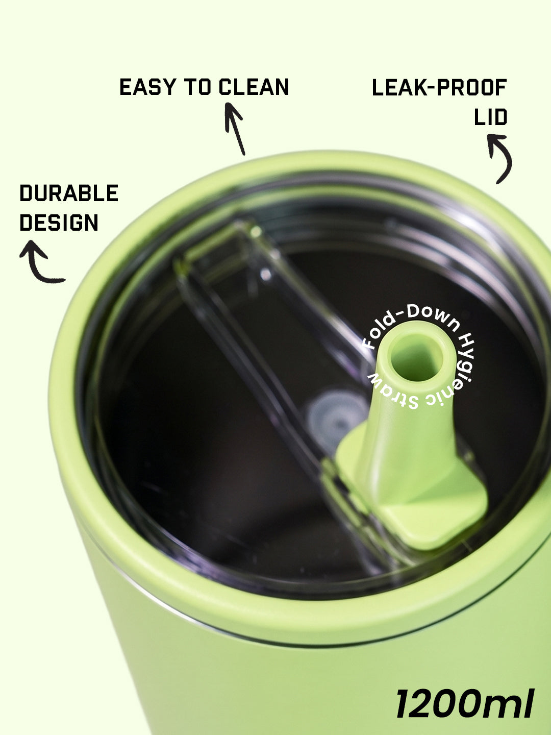 Chkokko Premium Insulated Tumbler - Green 1200ml with Leak-Proof Lid