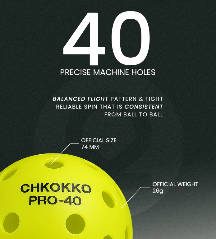 Chkokko PRO-40 Pickleballs Set of 12