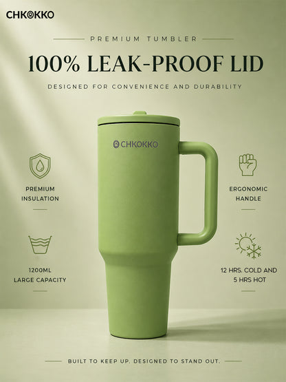 Chkokko Premium Insulated Tumbler - Green 1200ml with Leak-Proof Lid
