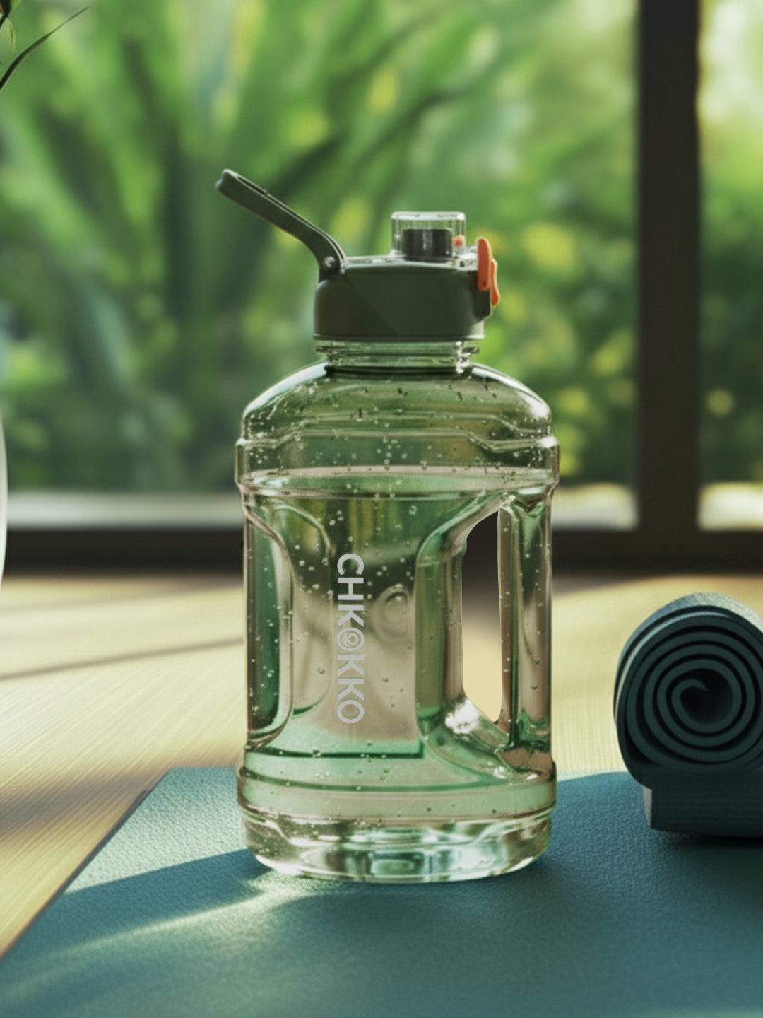 CHKOKKO 2.2L Large Sports Water Bottle with Handle & Leak-Proof Flip Cap