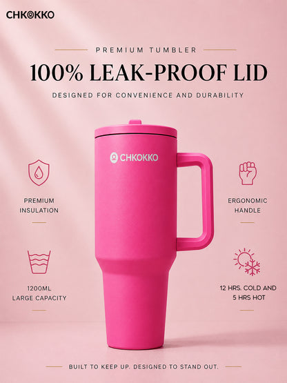 Chkokko Premium Insulated Tumbler - Pink 1200ml with Leak-Proof Lid