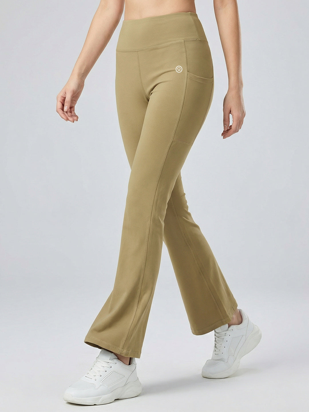 Women's High Waist Solid Flared Pants Camel