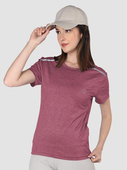 Women's Half Sleeve Dry Fit Gym T-Shirt Maroon