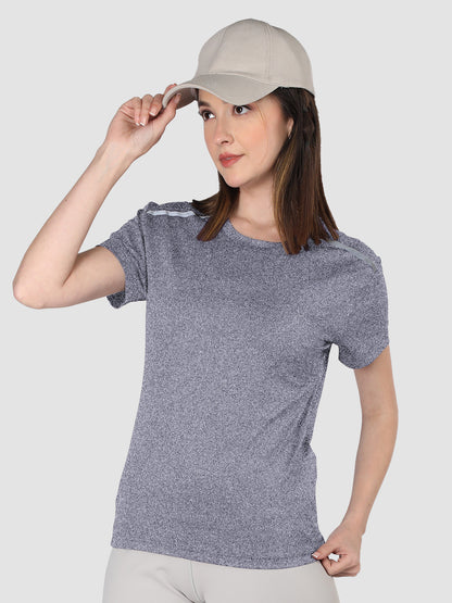 Women's Half Sleeve Dry Fit Gym T-Shirt Light Purple