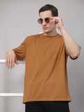 Men Oversized Cotton Solid Round Neck Tshirts