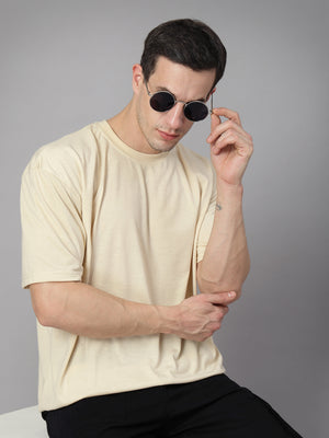 Men Oversized Cotton Solid Round Neck Tshirts