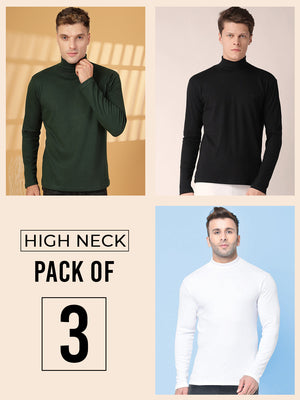 Men Pack Of 3 Winter Wear High Neck T-shirts