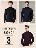 Men Pack Of 3 Winter Wear High Neck T-shirts