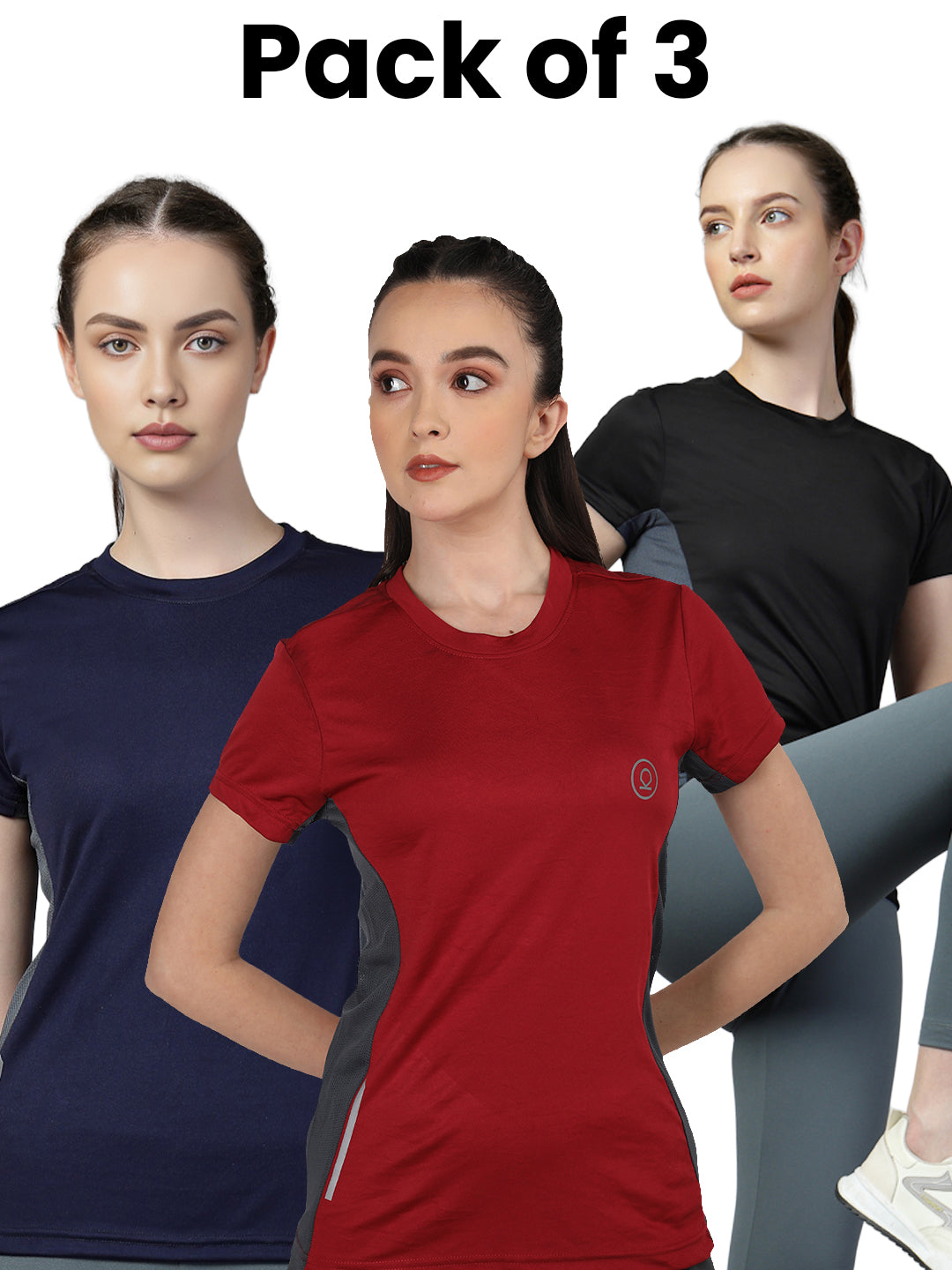 Women Half Sleeves Gym Sports Tshirts Pack Of 3
