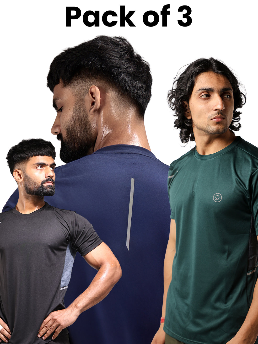 Men Dry Fit Half Sleeve Gym T-shirts Pack of 3