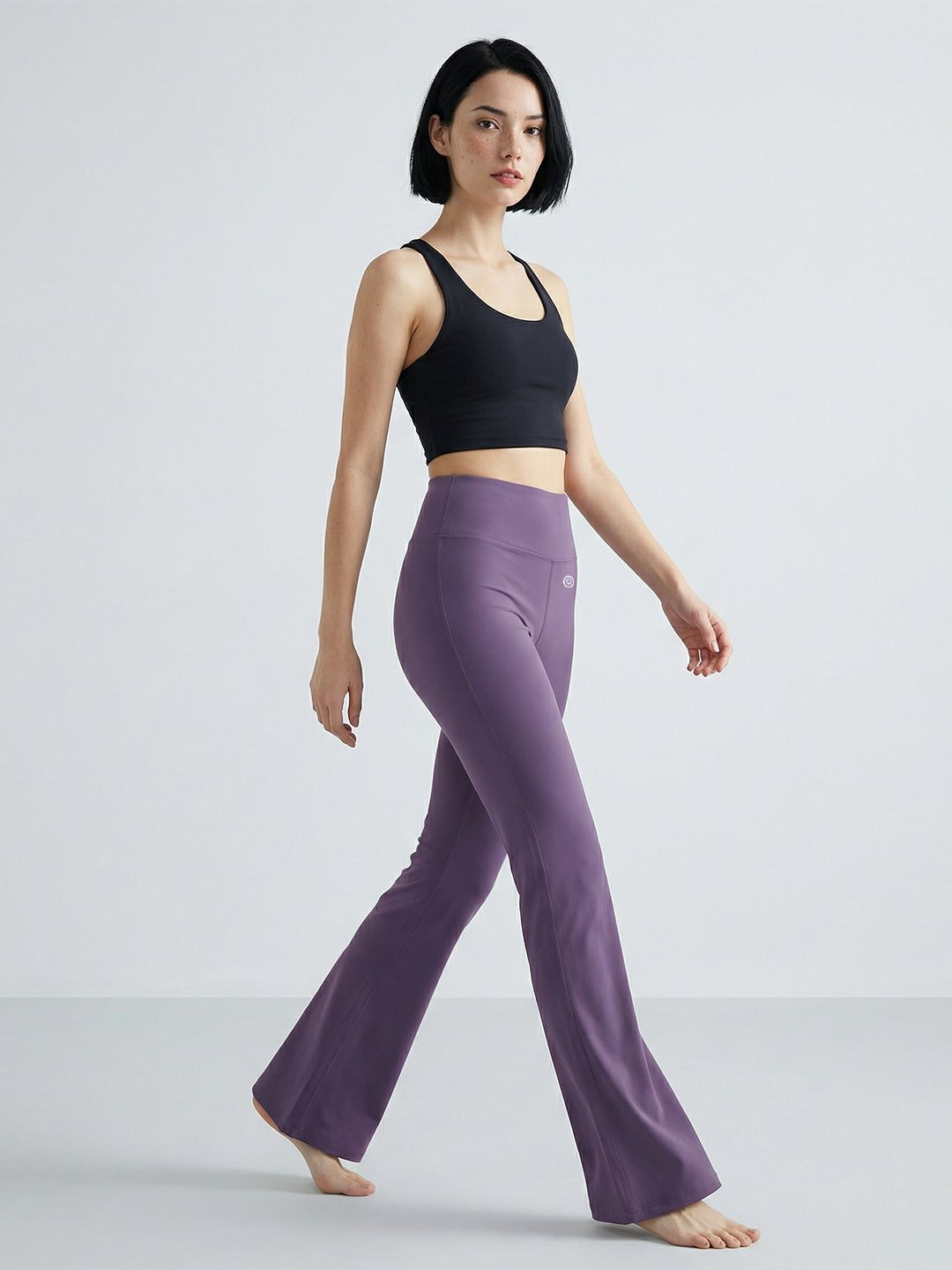 Women's High Waist Solid Flared Pants Purple