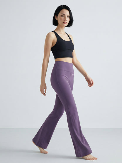 Women's High Waist Solid Flared Pants Purple