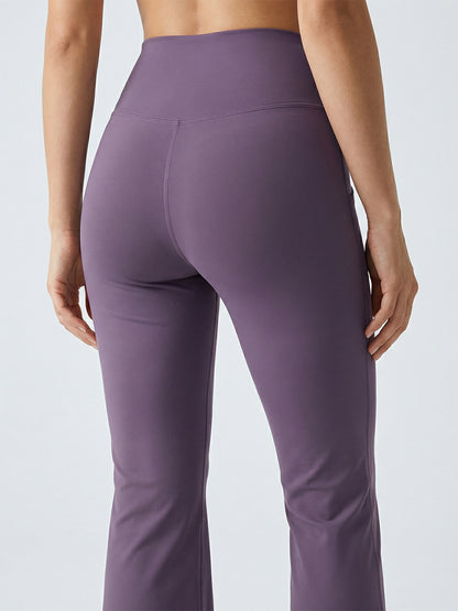 Women's High Waist Solid Flared Pants Purple
