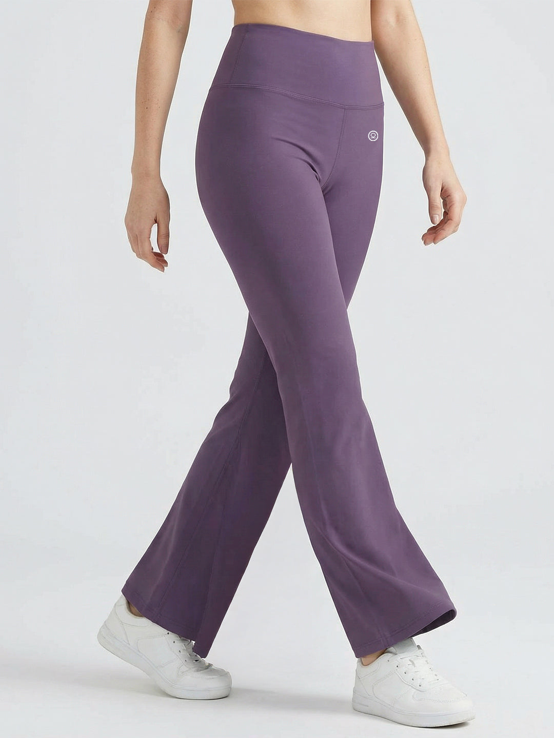 Women's High Waist Solid Flared Pants Purple