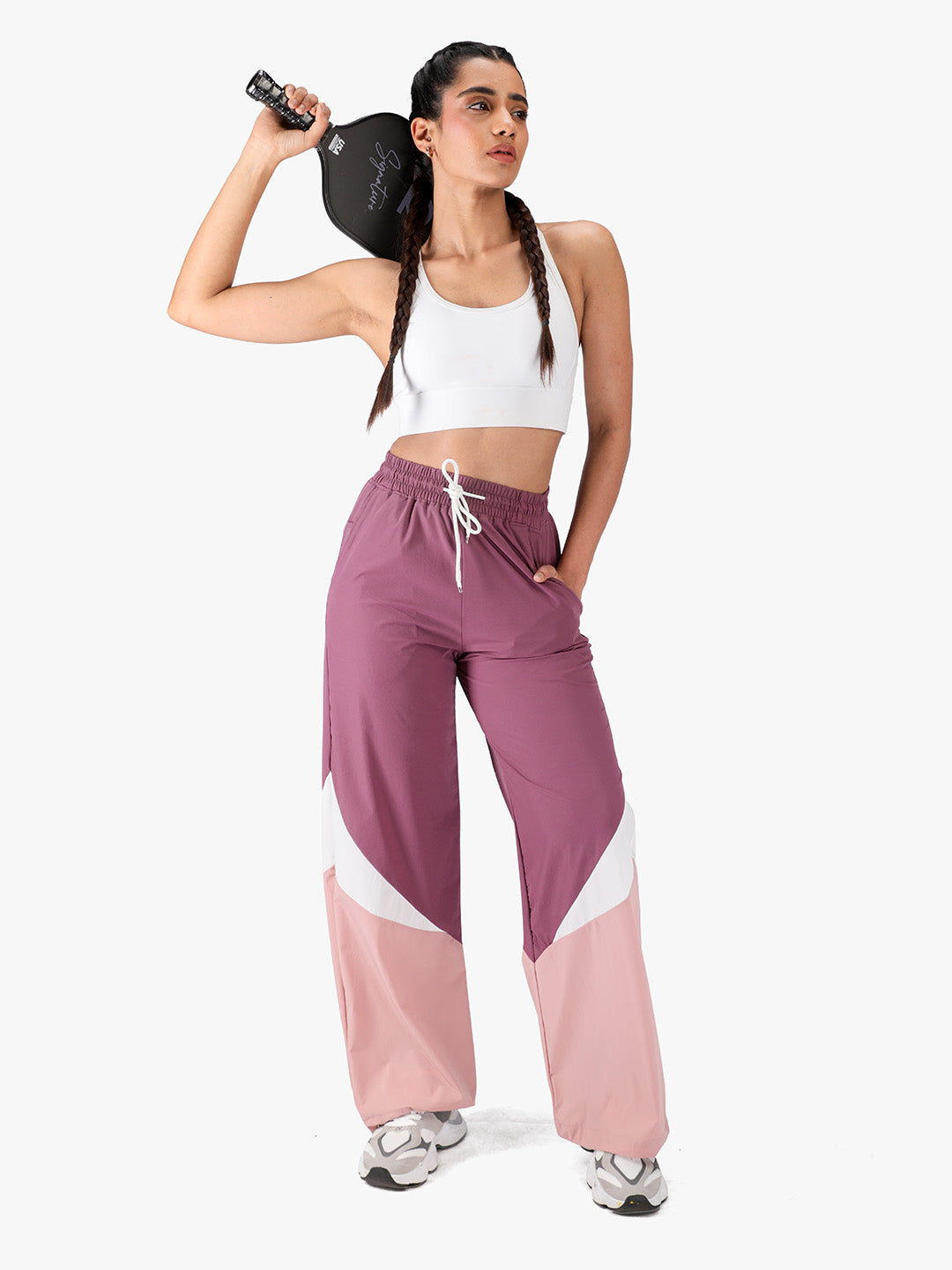 Women Stylish Colorblock Relaxed Fit Sports Track Pants