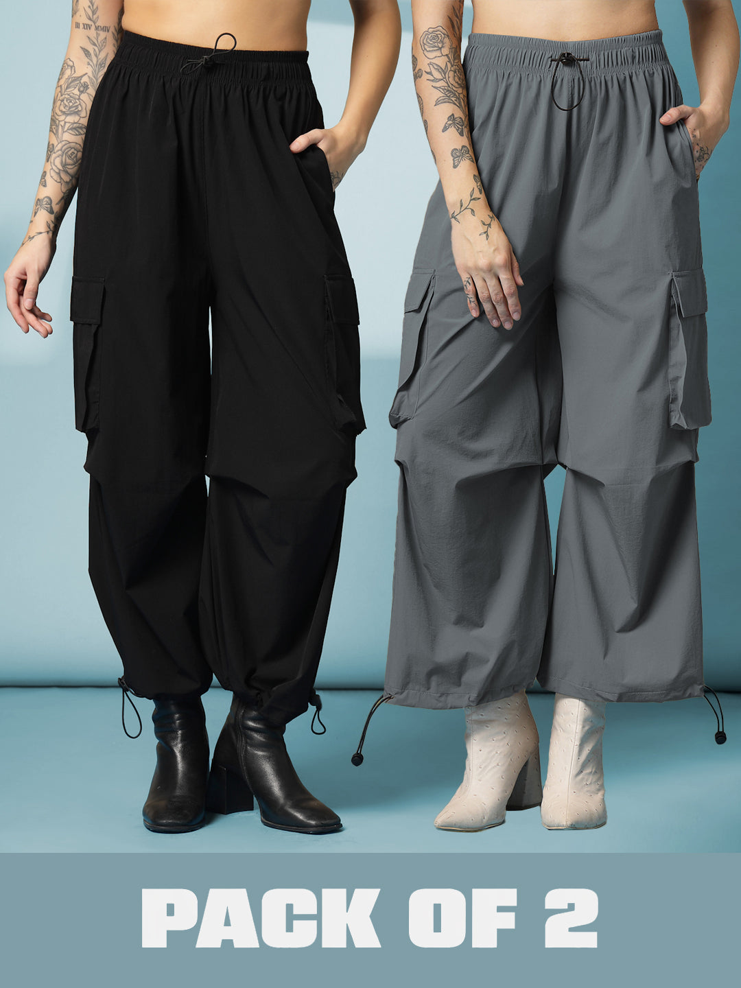 Women Relaxed Fit Sports Trackpants Pack of 2