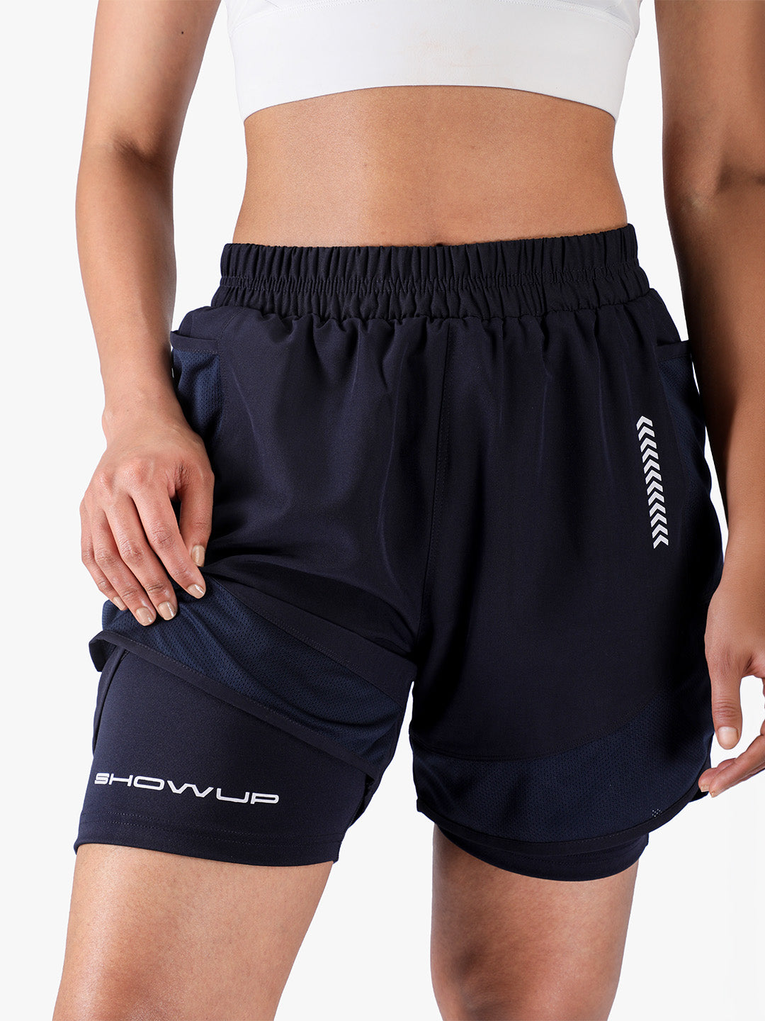 Women’s Double Layer Sports Running Shorts Navy
