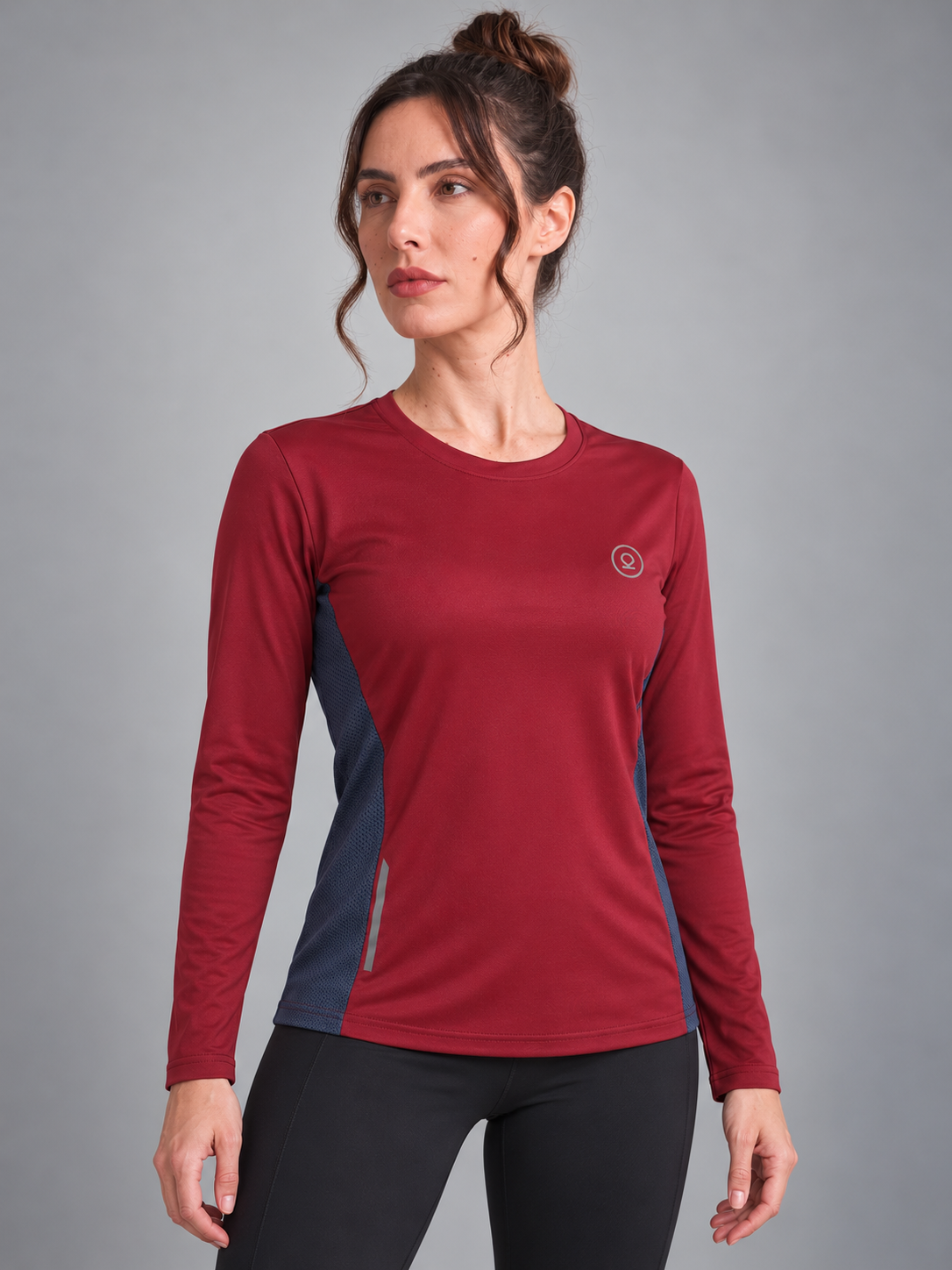 Women's Full Sleeves Gym Sports T-Shirt Maroon