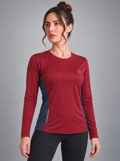 Women's Full Sleeves Gym Sports T-Shirt Maroon