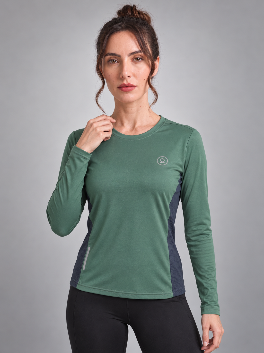 Women's Full Sleeves Gym Sports T-Shirt Green