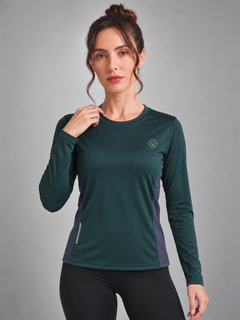 Women's Full Sleeves Gym Sports T-Shirt Dark Green