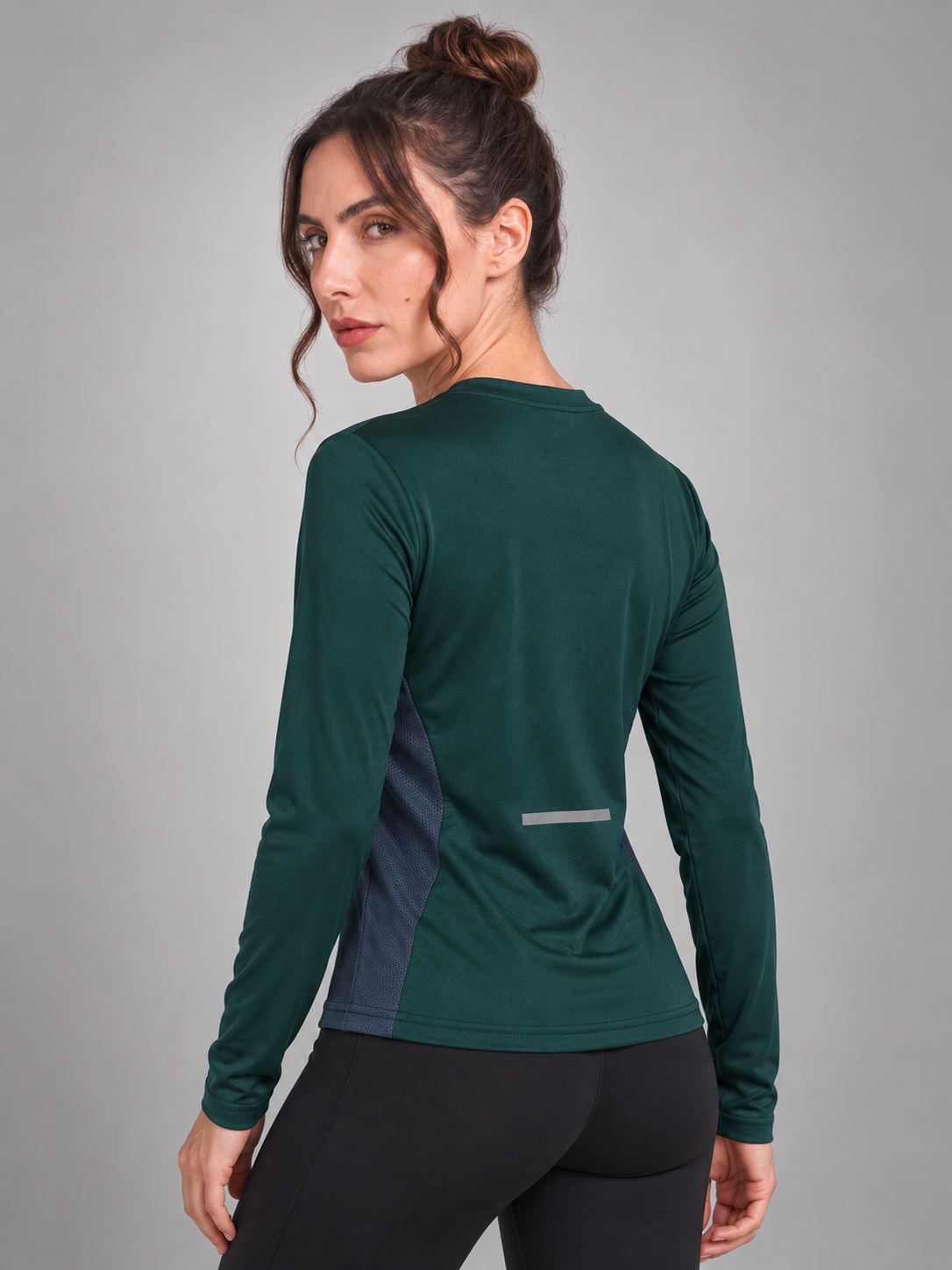 Women's Full Sleeves Gym Sports T-Shirt Dark Green