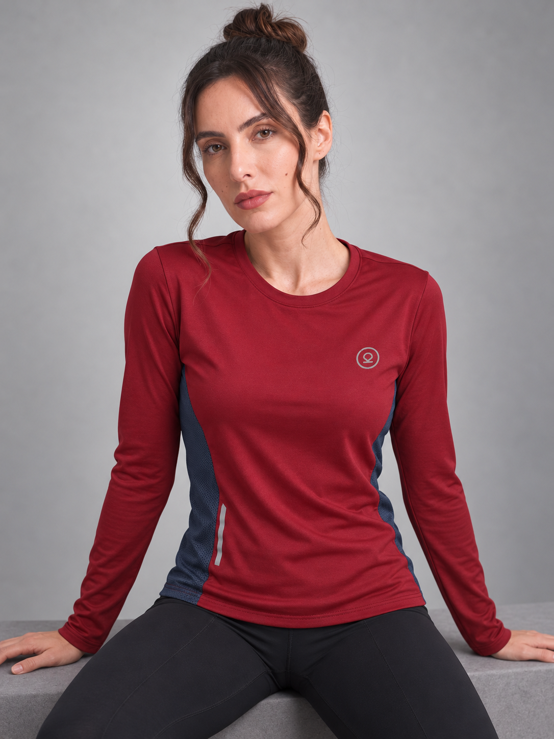 Women's Full Sleeves Gym Sports T-Shirt Maroon