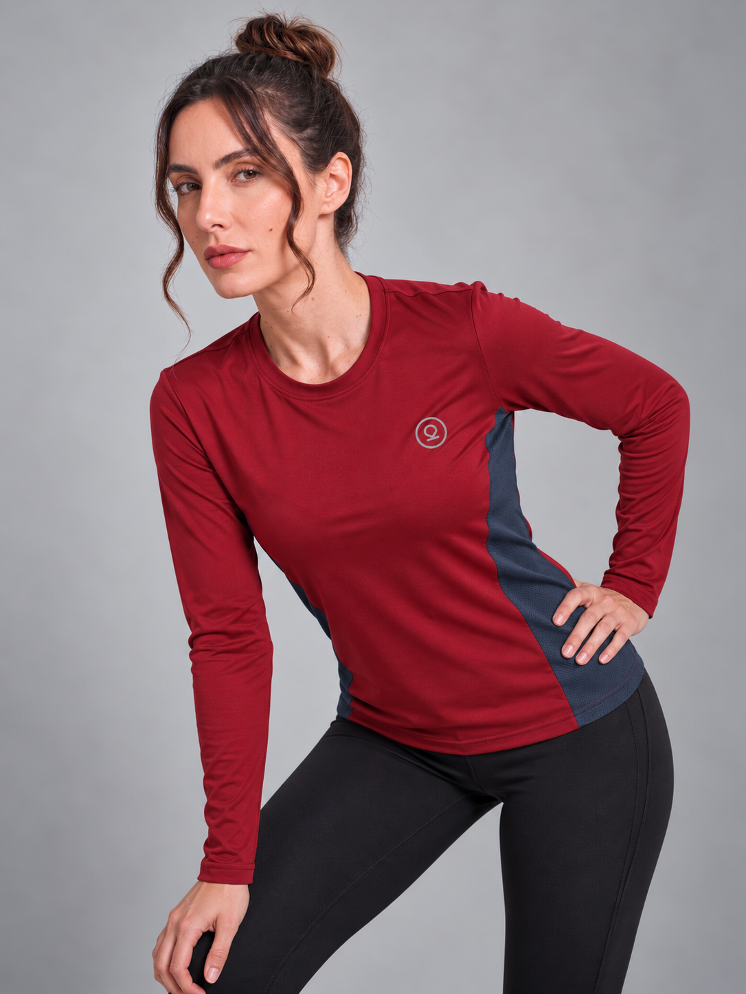 Women's Full Sleeves Gym Sports T-Shirt Maroon