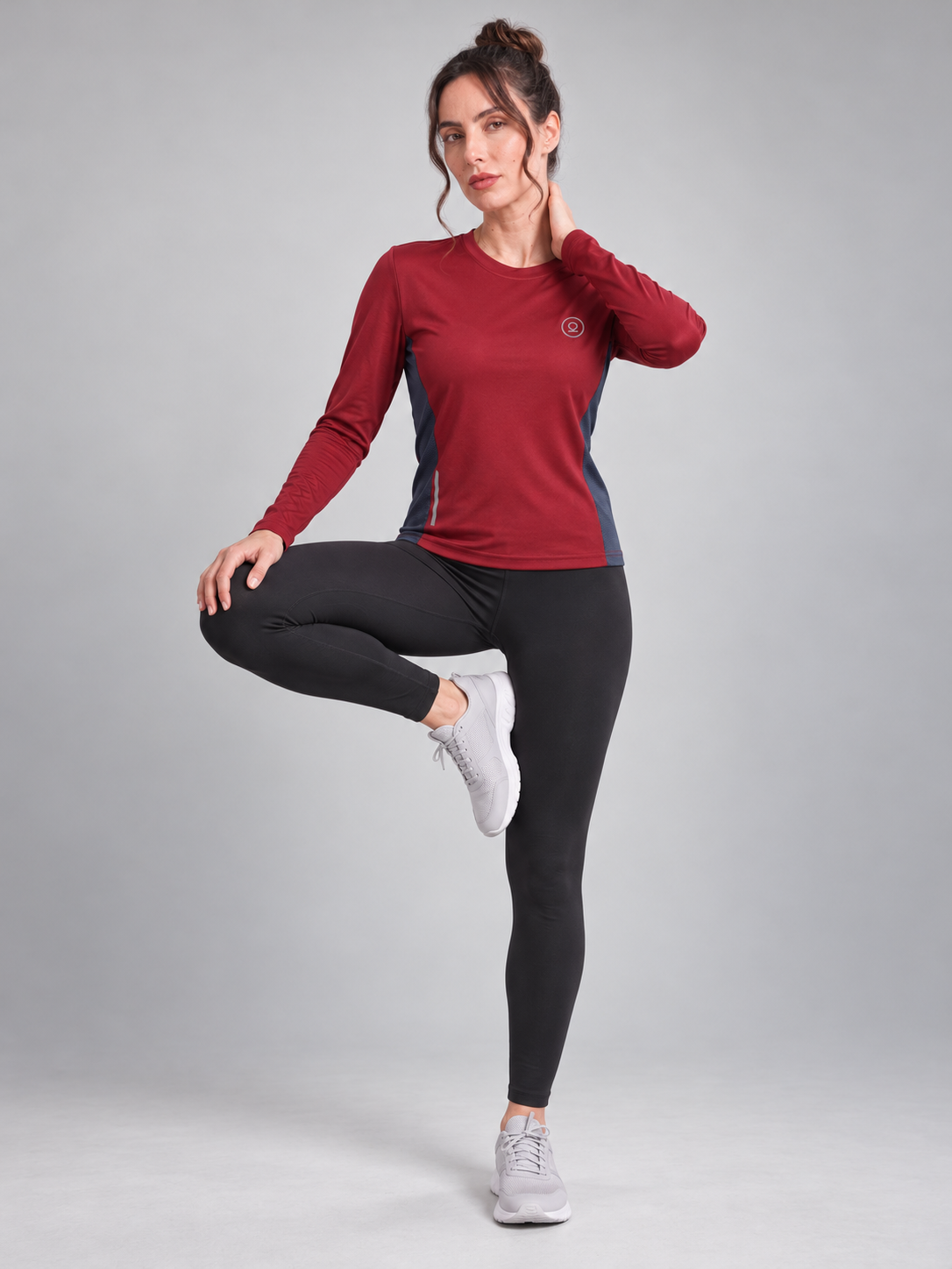 Women's Full Sleeves Gym Sports T-Shirt Maroon