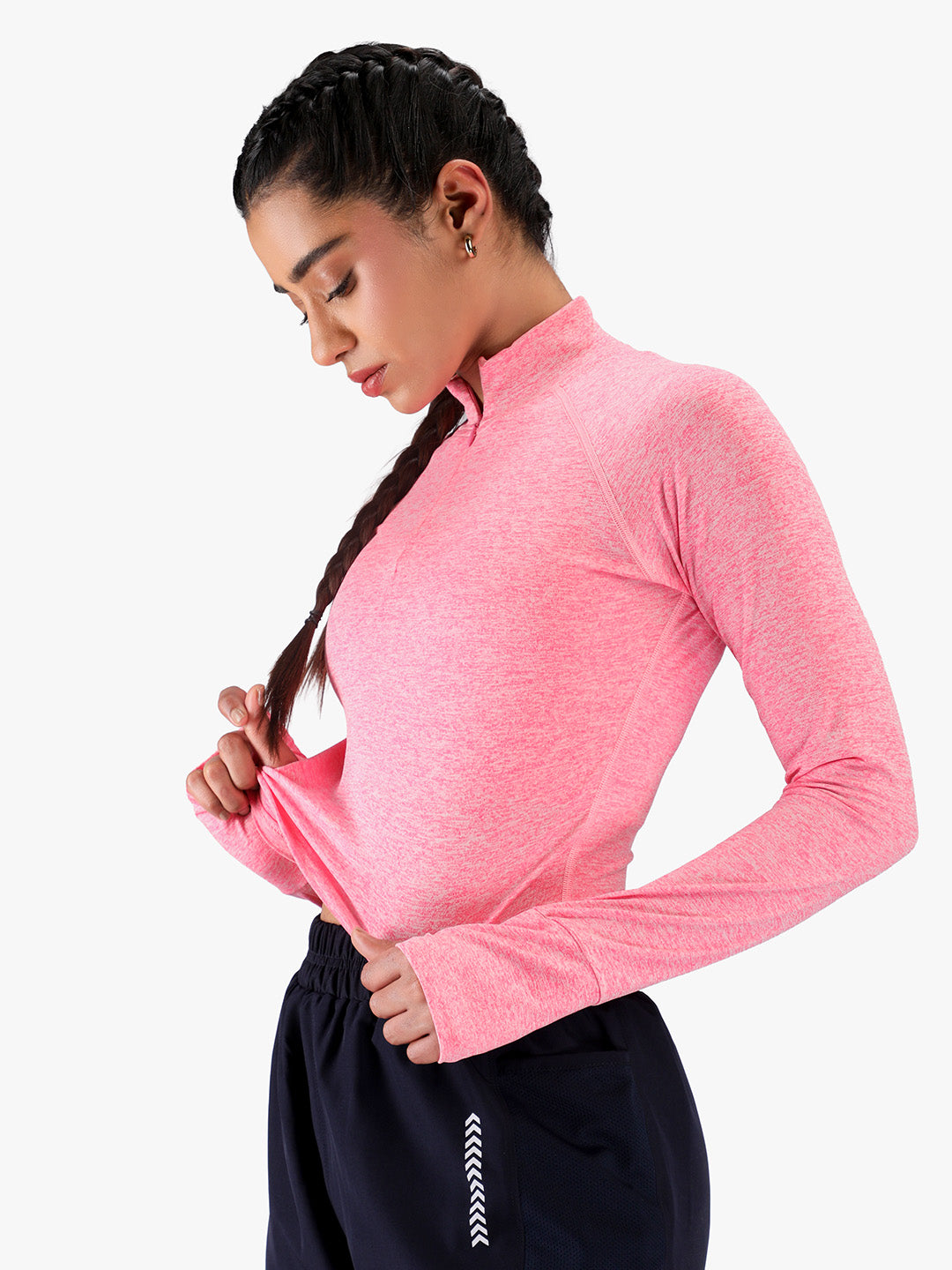 Women’s Full Sleeve Crop Top – Slim Fit Activewear T-Shirt for Gym