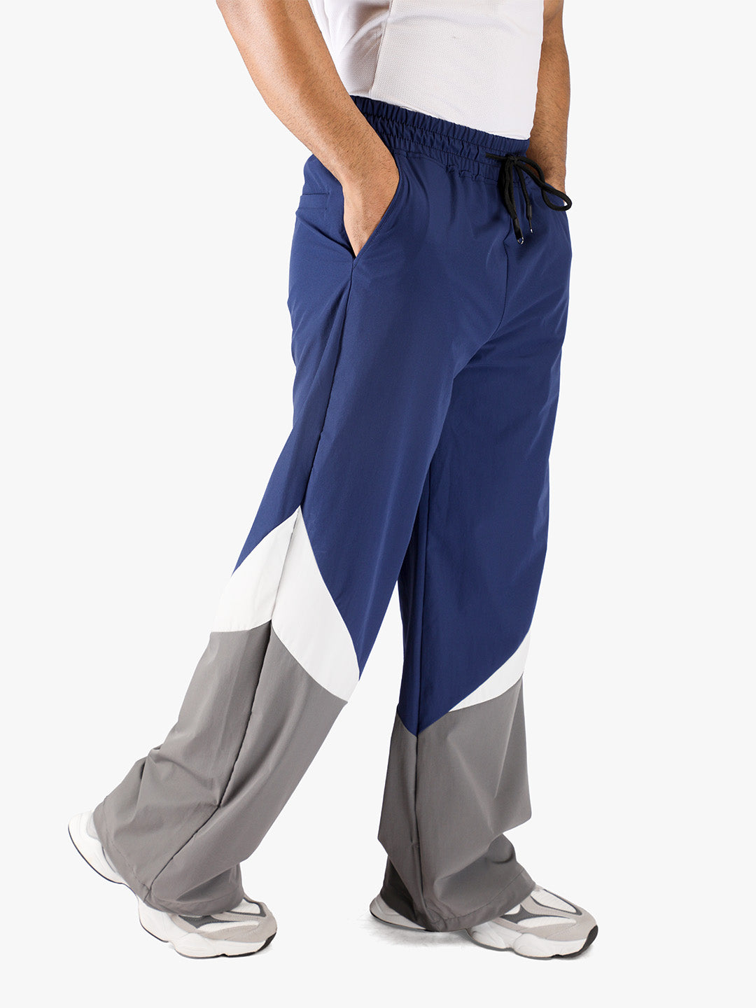 Arc Pant - Men's  Colorblock Wide-Leg Track Pants Navy Grey