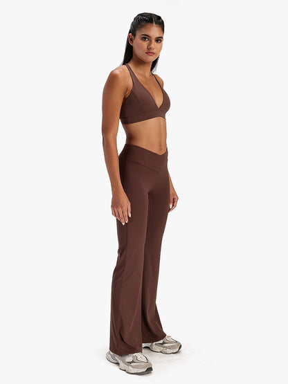 Women’s Crossover Flared Pants Brown