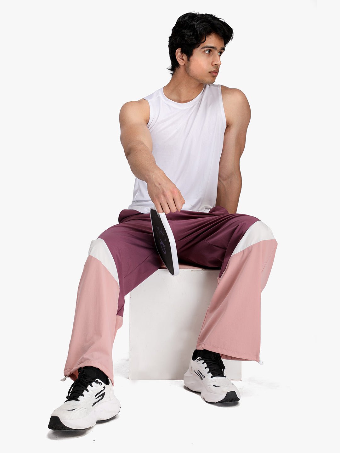 Arc Pant - Men's  Colorblock Wide-Leg Track Pants Onion White
