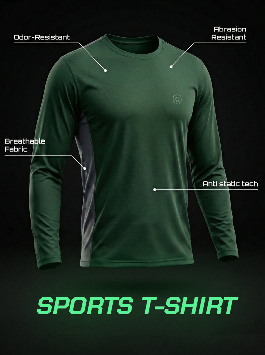 Men's Regular Dry Fit Gym Sports T-Shirt Dark Green