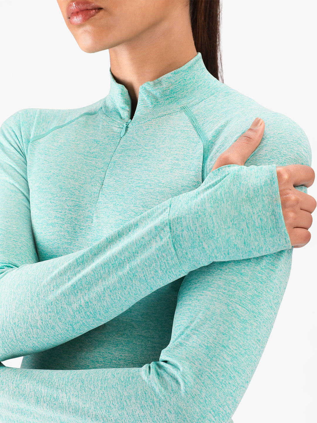 Women’s Full Sleeve Crop Top – Slim Fit Activewear T-Shirt for Gym