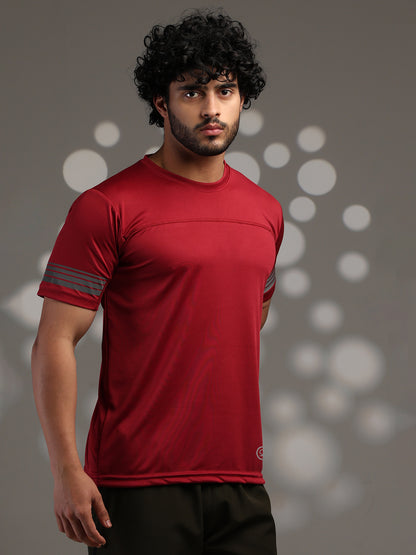 Men's Half Sleeves Dry Fit Gym T-shirt Maroon