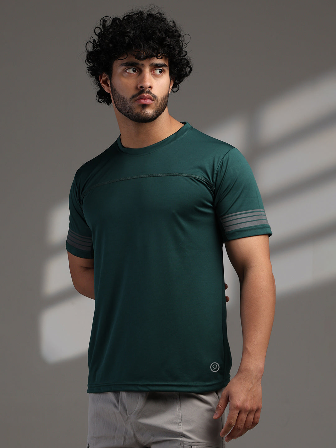 Men's Half Sleeves Dry Fit Gym T-shirt Bottle Green